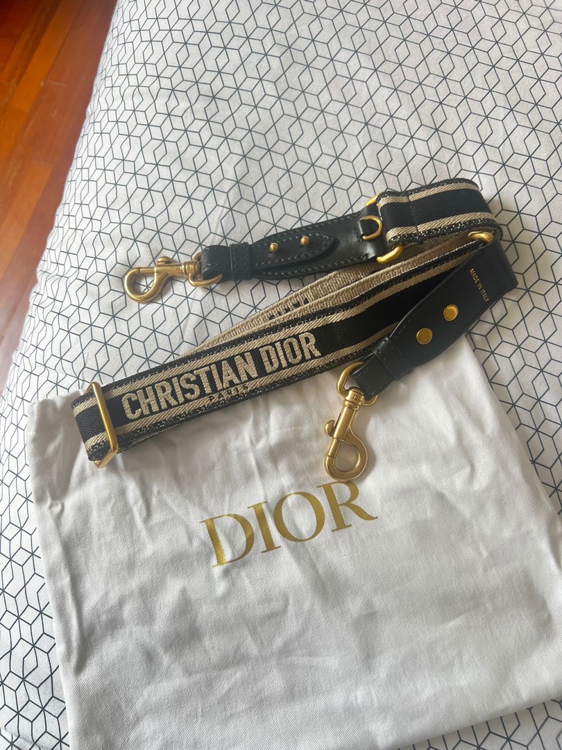 Adjustable Shoulder Strap with Ring Black Christian Dior Paris