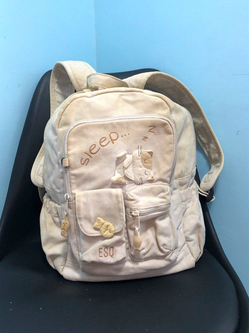 Cream Canvas Style Backpack Women s Fashion Bags Wallets Backpacks on Carousell