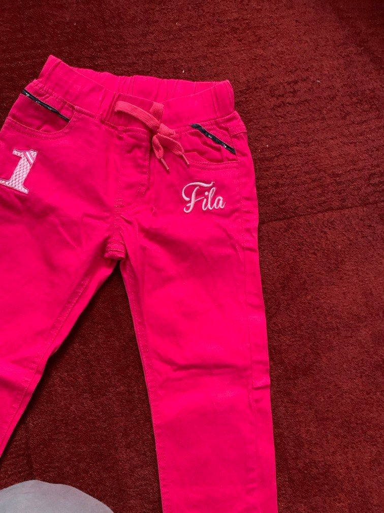 FILA Girl Pink Pants, Babies & Kids, Babies & Kids Fashion on Carousell