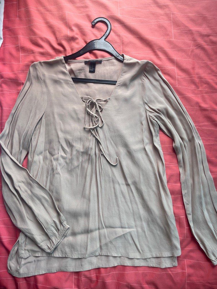Carousell Forever 21 Lace Blouse Forever 21 Cross String Blouse