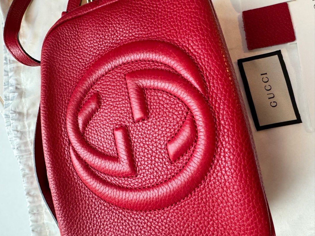 Gucci Disco Soho Bag in Red 100% authentic, 名牌, 手袋及銀包