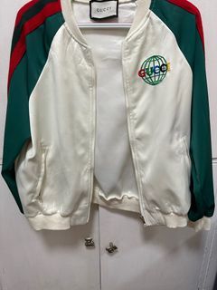 Gucci Polyester Silk Bomber Graphic Jacket
