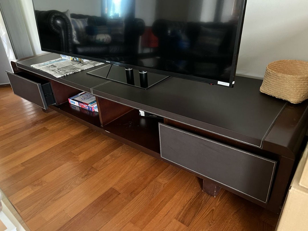 Handmade darkwood TV console, Furniture & Home Living, Furniture, TV