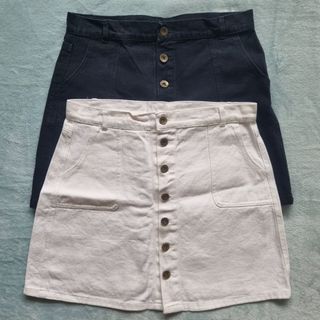 Highwaist denim skirt button w/ pocket (price for 2)