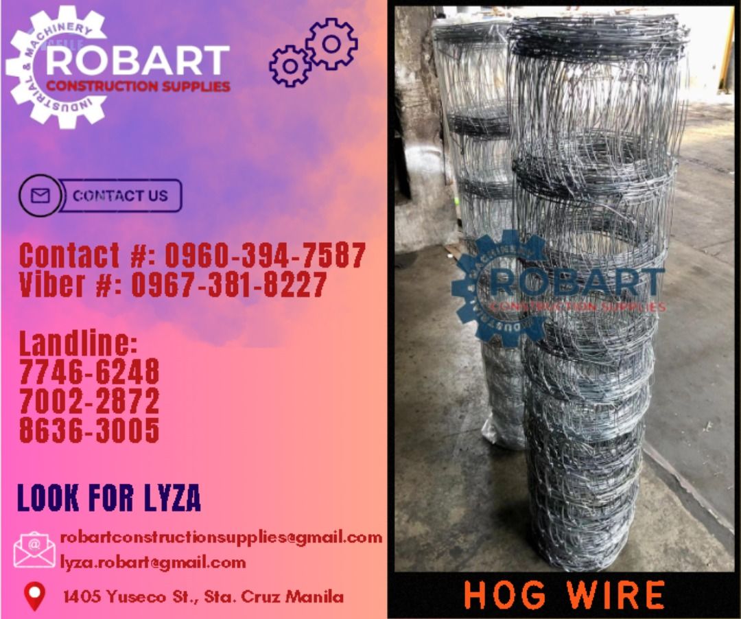 Hog Wire (Category: Construction Tools & Equipment) located in Manila. Submitted by lyzarobart1999 (Listing ID 1291740420, Image 1). Description: Hog Wire 𝐒𝐄𝐍𝐃 𝐔𝐒 𝐌𝐄𝐒𝐒𝐀𝐆𝐄 𝐅𝐎𝐑 𝐈𝐍𝐐𝐔𝐈𝐑𝐈𝐄𝐒 ‼️ 0 9 6 7 3 8 1 8 2 2 7 0 9 6 0 3 9 4 7 5 8 7 𝐋𝐚𝐧𝐝𝐥𝐢𝐧𝐞 𝐍𝐮𝐦𝐛𝐞𝐫𝐬: 𝟕 𝟕 𝟒 𝟔 - 𝟔 𝟐 𝟒 𝟖 / 𝟕 𝟎 𝟎 𝟐 - 𝟐 𝟖 𝟕 𝟐 / 𝟖 𝟔 𝟑 𝟔 - 𝟑 𝟎 𝟎 𝟓 𝐋𝐎𝐎𝐊 𝐅𝐎𝐑 𝐋𝐘𝐙𝐀 𝘌𝘮𝘢𝘪𝘭: 𝘳𝘰𝘣𝘢𝘳𝘵𝘤𝘰𝘯𝘴𝘵𝘳𝘶𝘤𝘵𝘪𝘰𝘯𝘴𝘶�