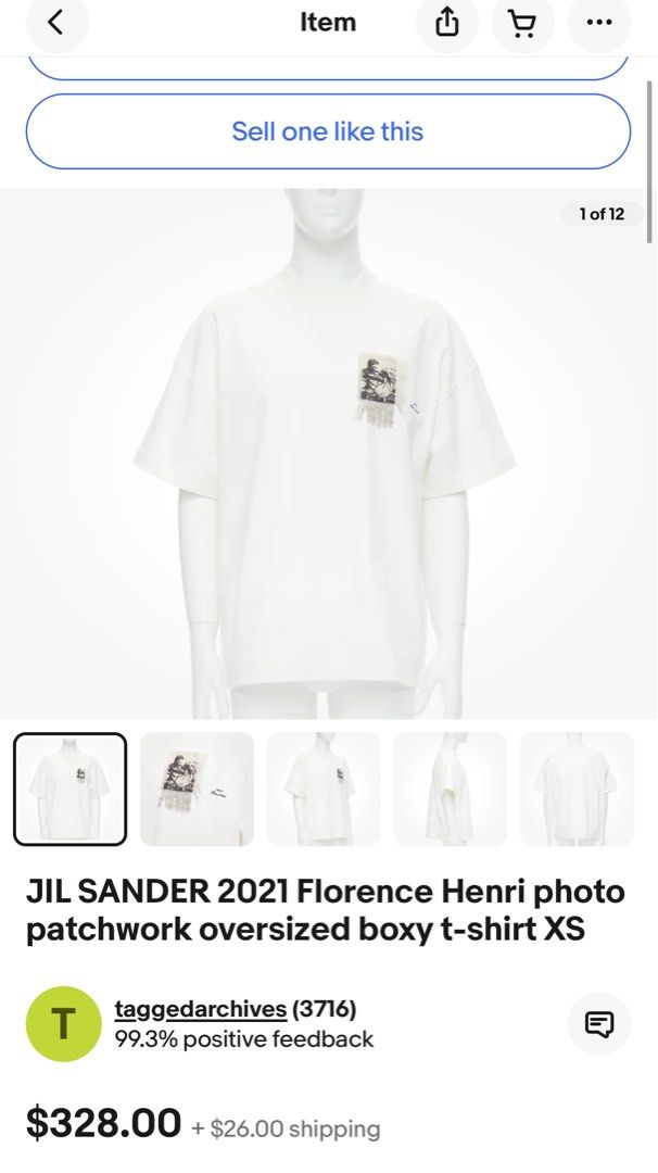 ジルサンダー Tシャツ フローレンスアンリ フォト サイズS 白 人気