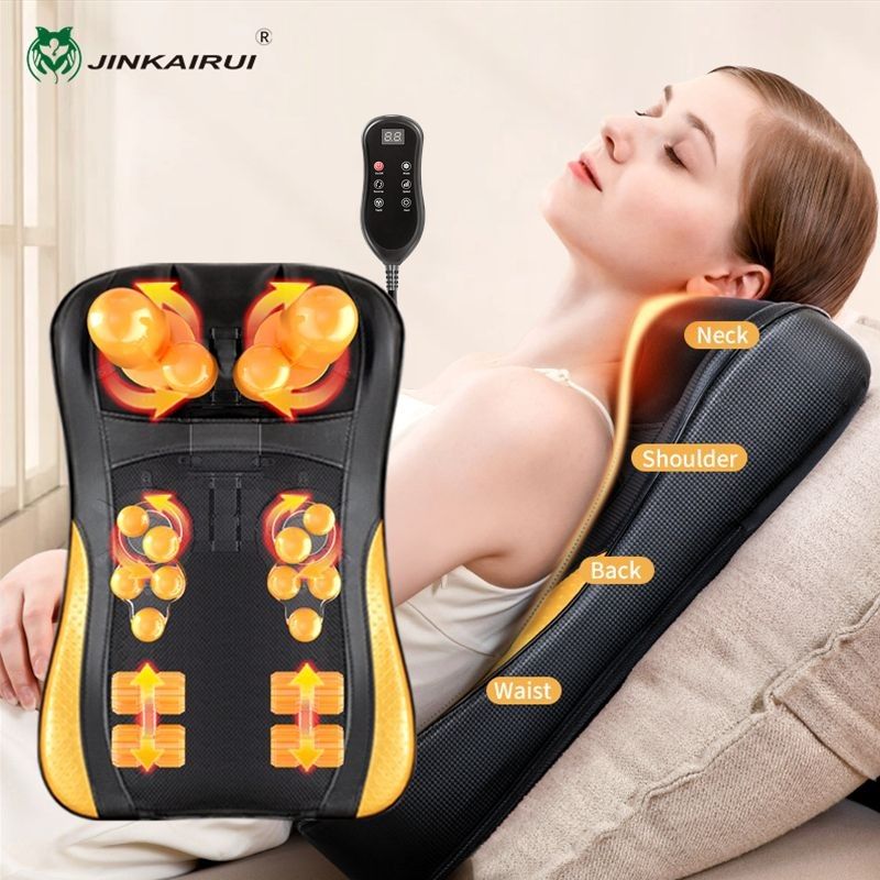 Jinkairui Back Massager Neck Massager 6 Heads Kneading Heating