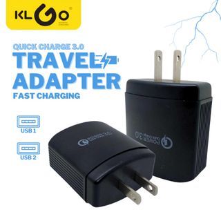 KLGO ADC-QC004 3A Max Fast Charging Mobile Travel Adaptor Quick Charge With LED Amps/Volts Display
