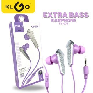 KLGO CY-074 Extra Bass Stereo Headset Earphone with Microphone 1.2 Meter Universal 3.5mm Ear Jack