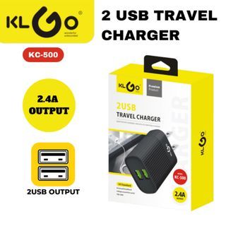 KLGO KC-500 2.4A DUAL USB Travel Wall Adaptor Socket Charger with Over Power Charging Protection