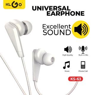 KLGO KS-63 Universal 3.5mm Earphone with Microphone SuperBass Dynamic Clear Crystal Sound for Mobile
