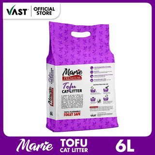 MARIE PREMIUM TOFU CAT LITTER 6L Flushable Toilet Safe (Original 2pcs & Lavender 3pcs)