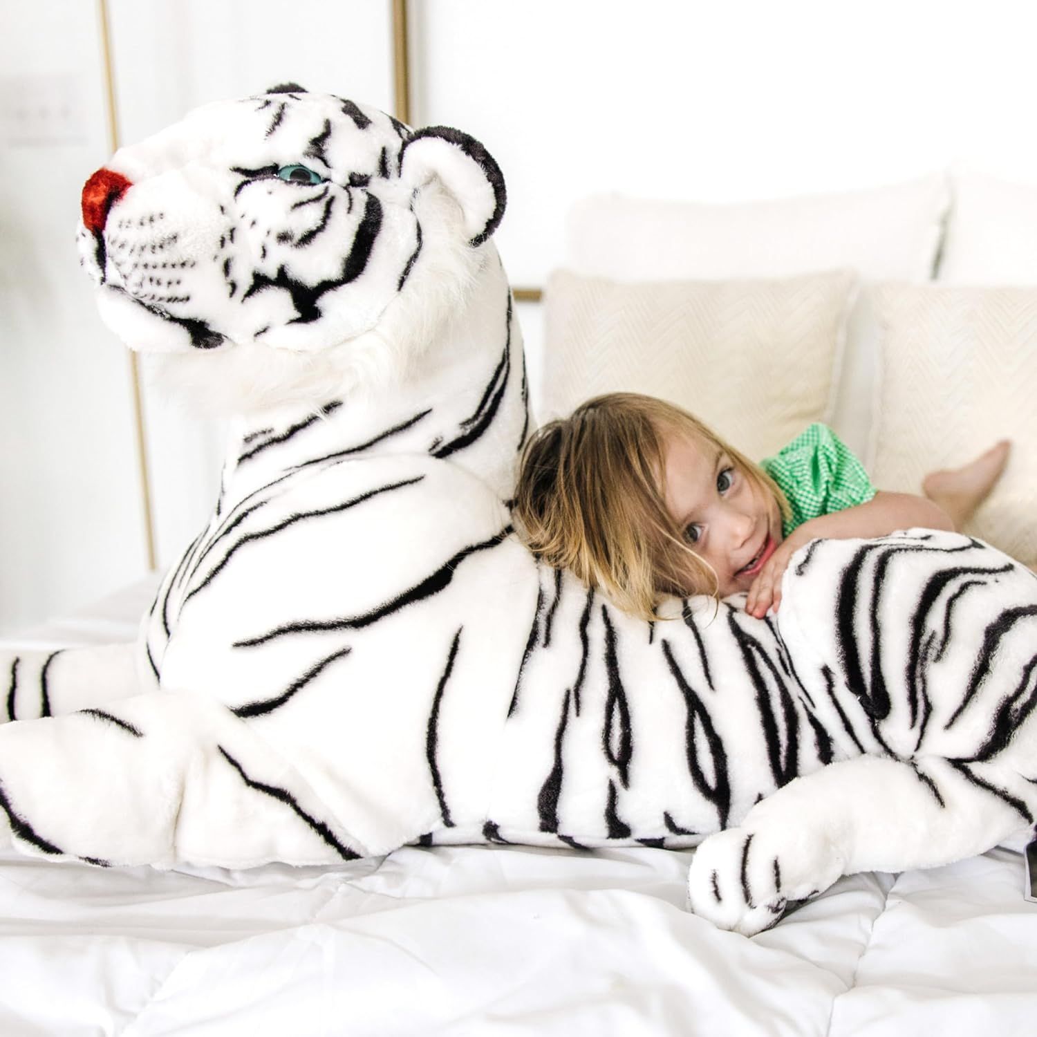 Melissa Doug White Tiger Giant Stuffed Animal Wildlife Soft