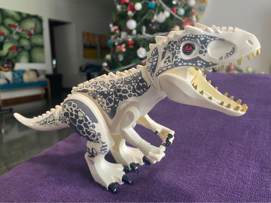 MINT 1 INDOMINUS REX BREAKAPART in WHITE 2 BLACK YELLOW DINO RAPTOR VINTAGE early LEGO big sized DINOSAURS 1990 2004 FIRST GIANT LEGO