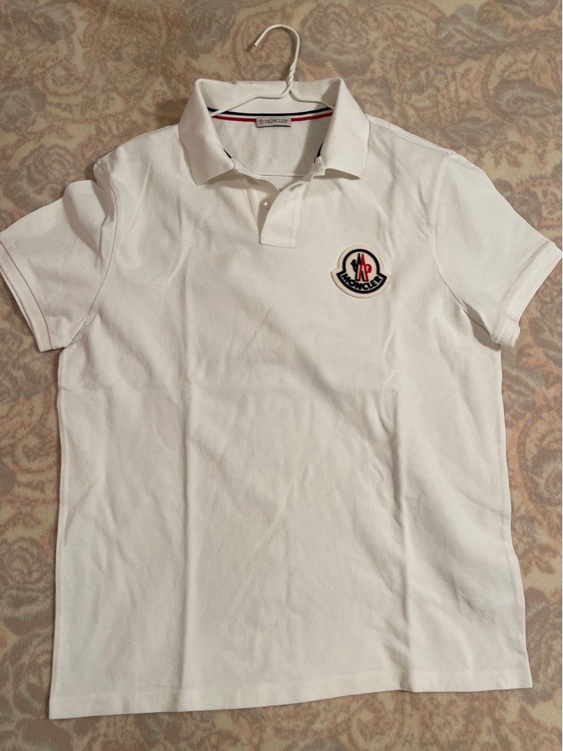 Moncler White Polo Shirt T shirt Carousell