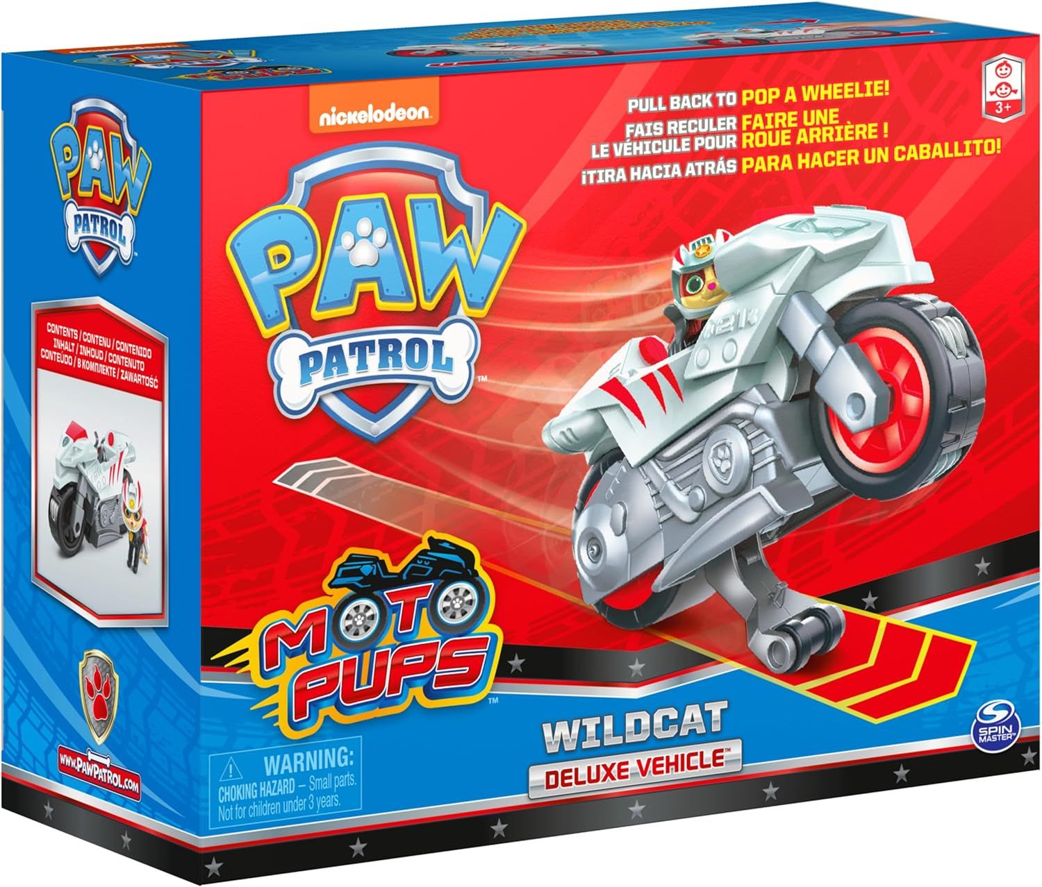 PAW Patrol, Moto Pups Rubble's Deluxe Pull Back Motorcycle Vehicle with  Wheelie Feature and Toy Figure 