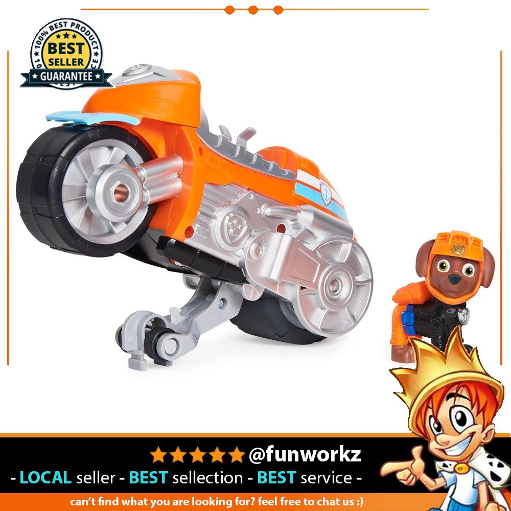 Paw Patrol, Moto Pups Marshall's Deluxe Pull Back Motorcycle Vehicle with  Wheelie Feature and Toy Figure