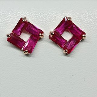 Ruby Earrings. 18K rosegold plated platinum. UV Reactive.