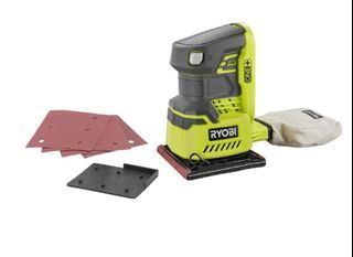 Ryobi P440 18V cordless Sheet Sander (Tool only - Battery and charger),  1/4 sheet design works with majority of sandpaper, Lock on switch for simple operation, 12,000 RPM, Dust collection bag to keep work areas clean, Brand New in box.