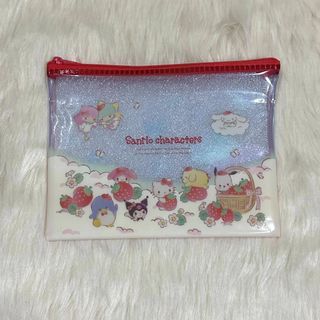 Sanrio Characters Flat Vinyl Pouch Zipper Case Bag 18×13.5cm (Strawberry)