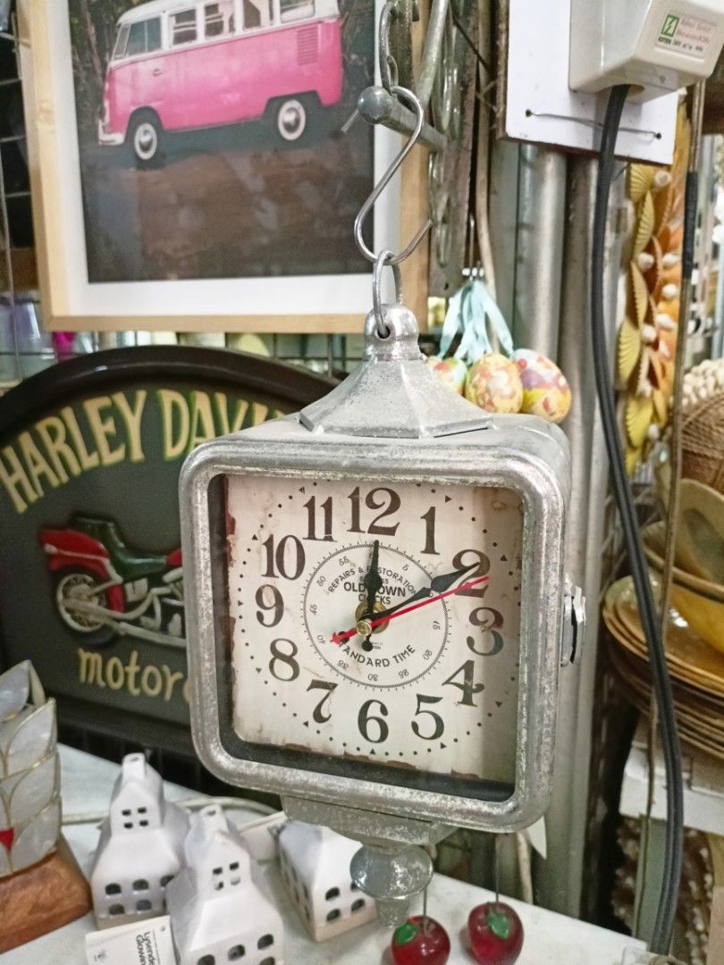 Silver Rustic Old Town Metal Hanging Double Sided Clock (Category: Clocks) located in Quezon City. Submitted by thequaintshop (Listing ID 1291734368, Image 3). Description: .