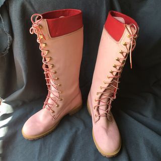 SALE Timberland baby pink 13 eyelet riding boots size 7.5 wide lolita gyaru harajuku ang atake