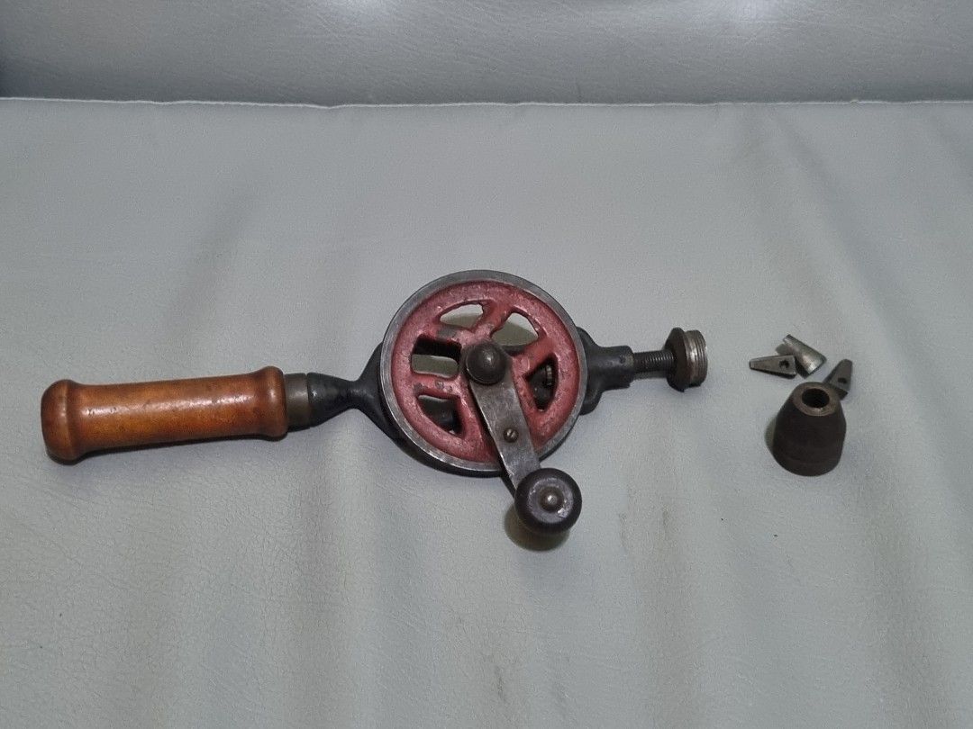 Vintage manual hand drill (Category: Construction Tools & Equipment) located in Silang. Submitted by samflores2k4t7 (Listing ID 1291767934, Image 1). Description: For sale Vintage hand drill Metal material wood handle 10 inches lenght.