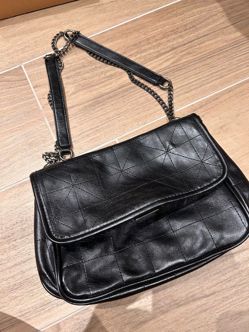 zara black chain bag