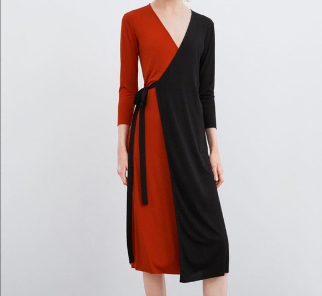 Zara Color Block Wrap Dress Women s Fashion Dresses Sets Dresses on Carousell