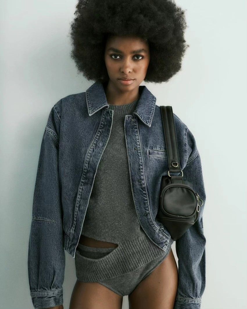 ZARA TRF Denim Bomber Jacket Fesyen Wanita Pakaian Wanita Lainnya di Carousell