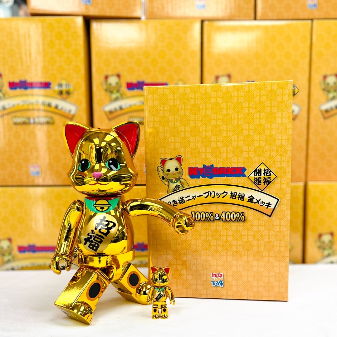 100%+400% NY@BRICK 招き猫招福金メッキLucky Cat Lucky Gold Plated 