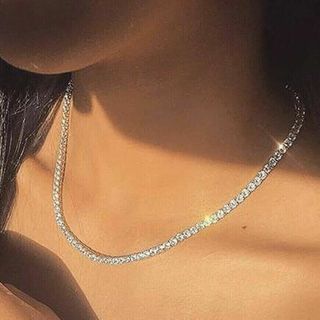 10ct  round cut VVs1 D Diamond Tennise necklace 14k white gold