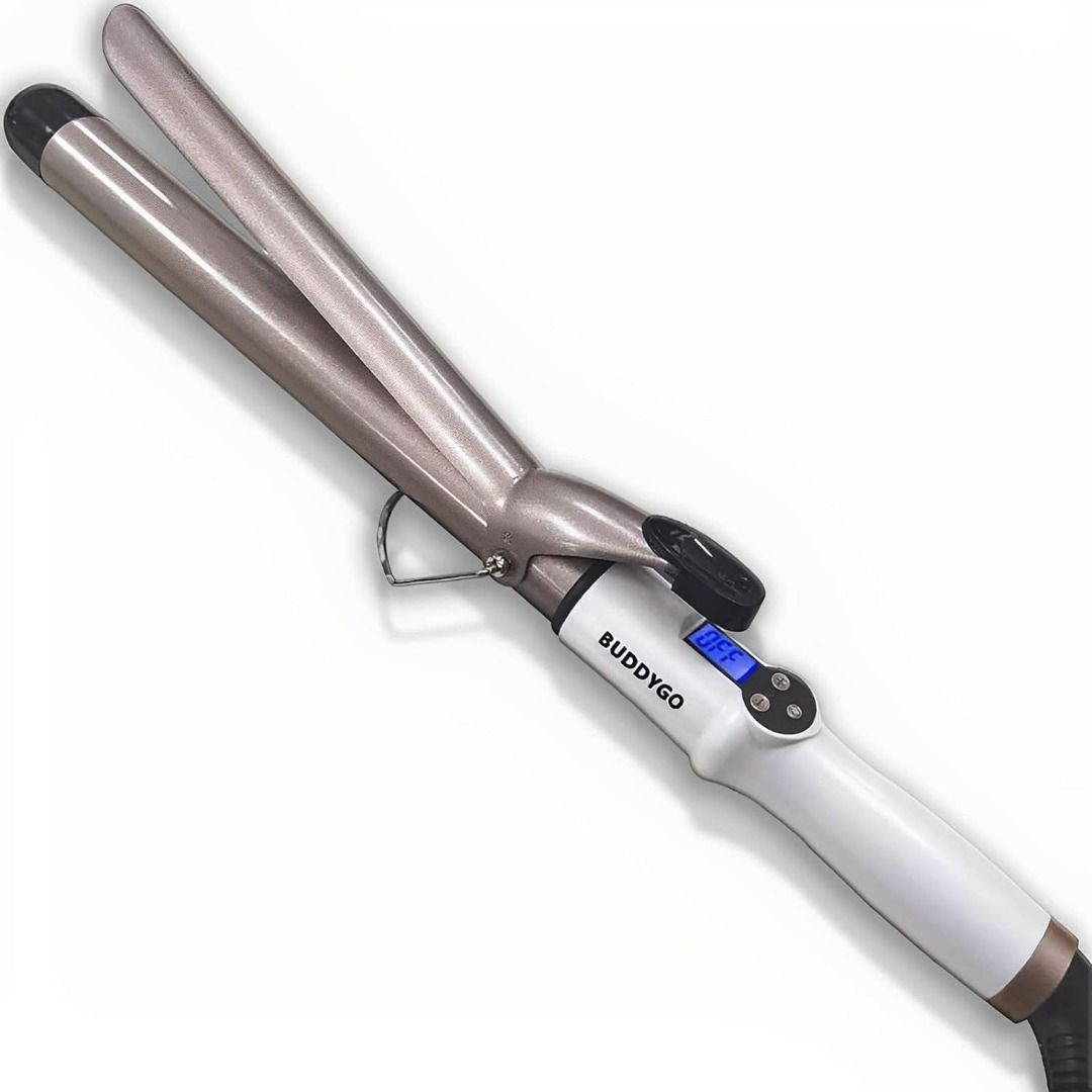 5687 Curling Tong BUDDYGO 28 mm Curling Iron Professional Curler Ceramic Tourmaline Coating with LCD Display Adjustable Temperature With UK Plug
