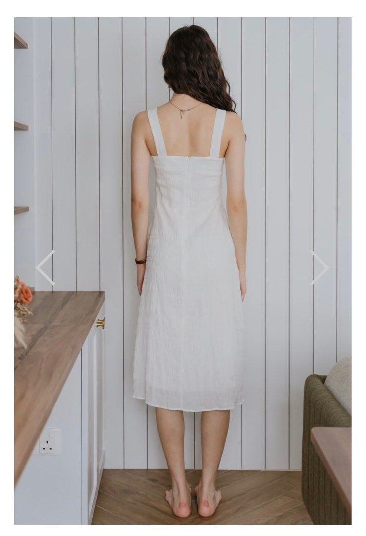 knee length dresses for ladies 100% Cotton White Eyelet Cutout Midi Dress - All Dresses