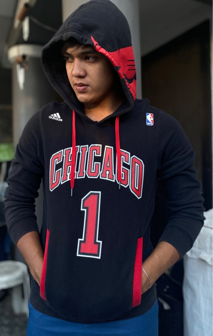 Adidas Chicago Bulls Rose 1 Hoodie Pullout Jacket Black LARGE Men s Fashion Tops Sets Hoodies on Carousell