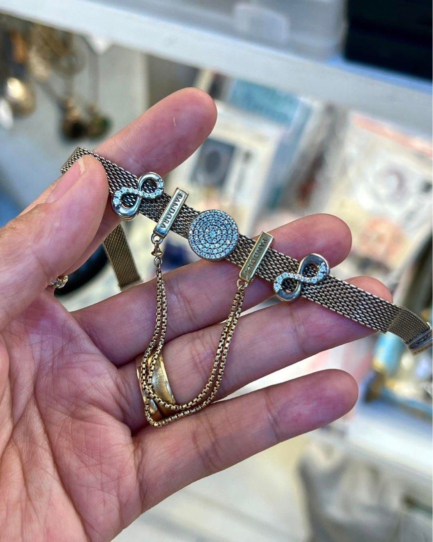Auth Pandora Reflexions Mesh Bracelet with Charms Women s Fashion Jewelry Organizers Bracelets on Carousell