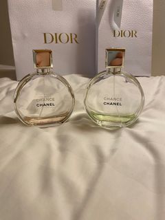 Authentic Chanel chance edt bundle eau fraiche and eau vive beautiful refreshing but classy scent but not my style i think im still a dior girl for my daily scent