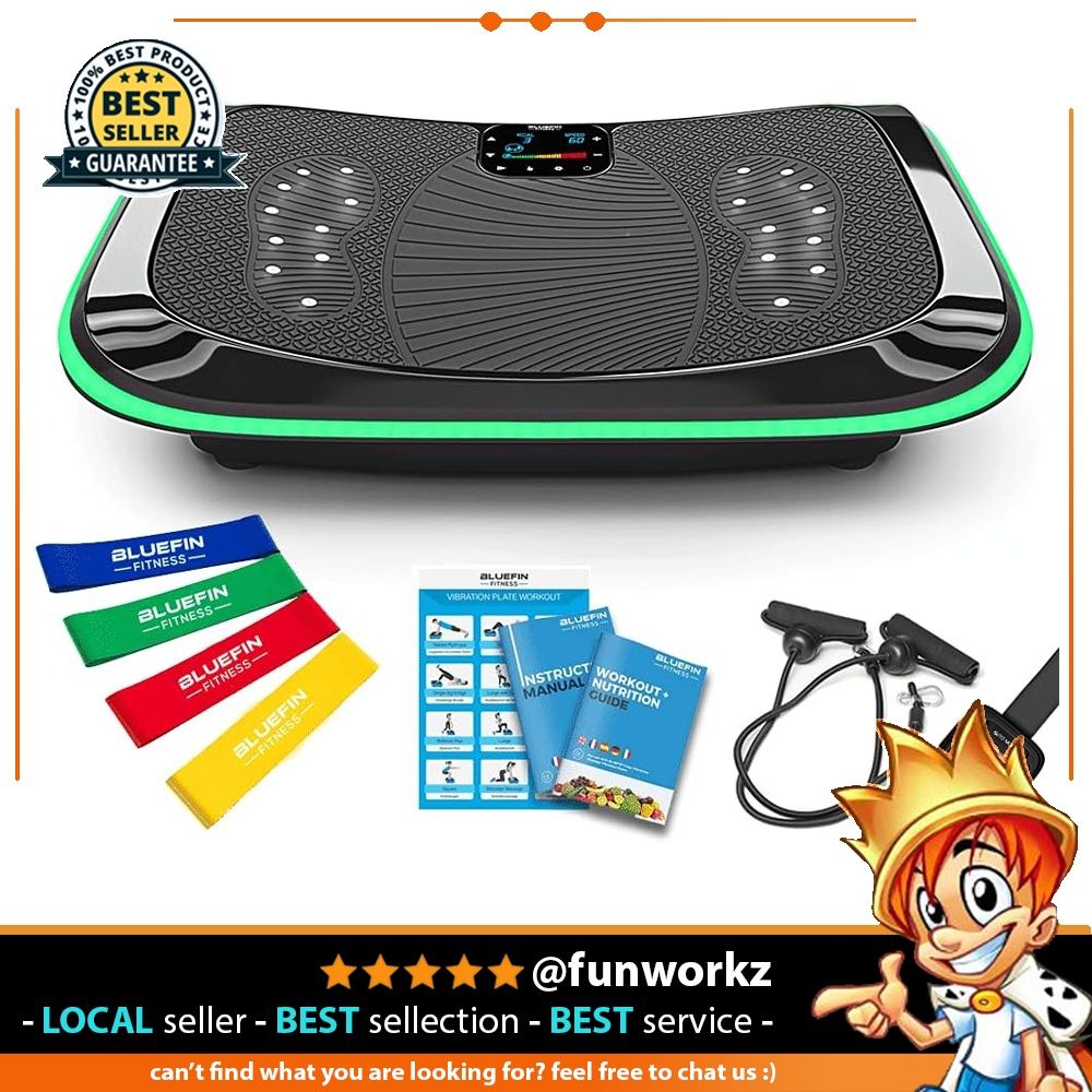 Bluefin 4D Triple Motor Vibration Plate Machine Powerful Vibration Plate Exercise Machine with Magnetic Therapy Bluetooth Speaker Vibration Oscillation Micro Vibration Silent Drive Motors Sports Equip...