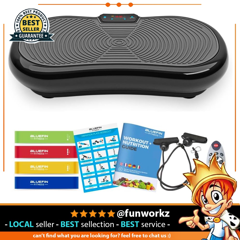 Bluefin Fitness Vibration Plate Ultra Slim Plus Vibration Plate Training Device for Full Body Workout Compact Design Power Plate with Resistance Bands Vibration Fitness Trainer for Home Ultra slim Spo...