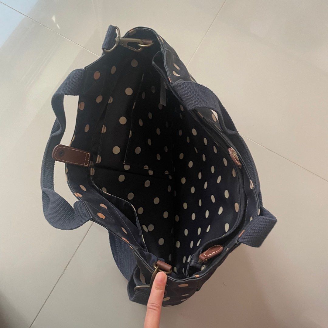 Cary kidston navy blue polka dot laptop bag waterproof Women s Fashion Bags Wallets Shoulder Bags on Carousell