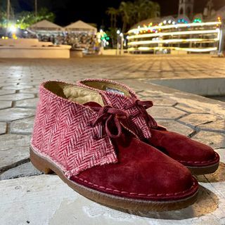 Clarks Original Chukka Red Harris Tweed and Suede Boots