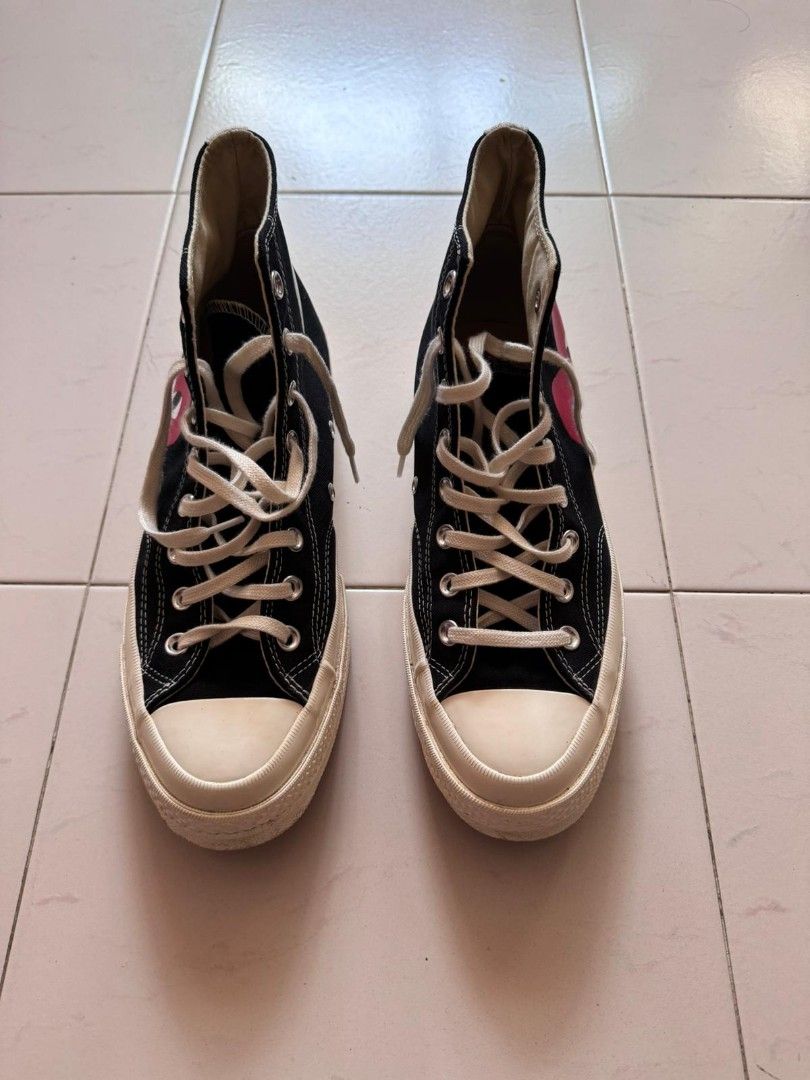 CONVERSE X COMME DES GARCONS CDG PLAY CHUCK TAYLOR HIGH BLACK Luxury Sneakers Footwear on Carousell
