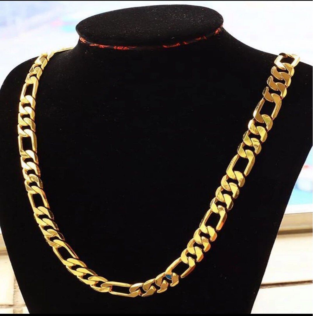 24k gold best sale figaro chain