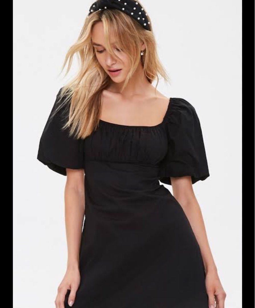 Forever 21 Puff Sleeve Mini Black dress Women s Fashion Dresses Sets Dresses on Carousell