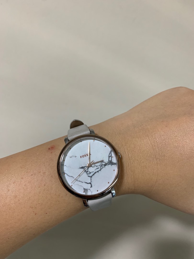 Fossil Watch Marble Face Grey Strap Women s Fashion Watches Accessories Watches on Carousell