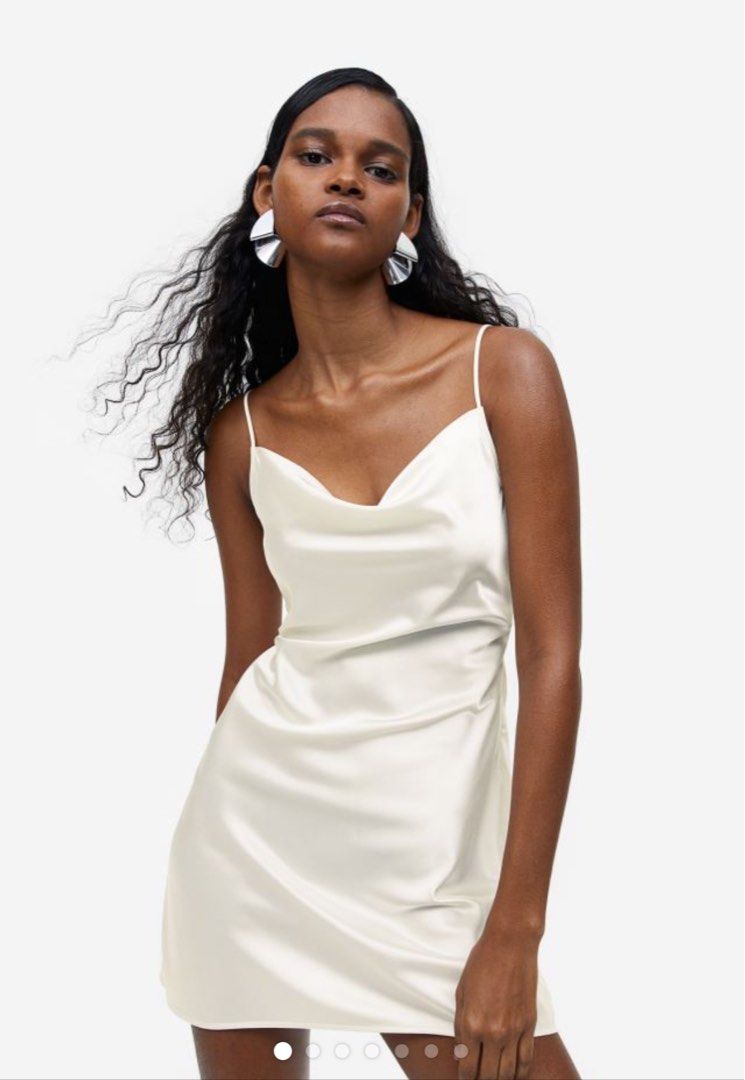 H M Tie detail satin dress Women s Fashion Dresses Sets Dresses on Carousell