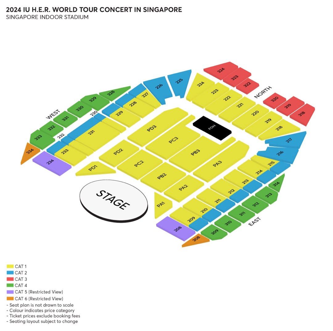 IU H.E.R. world tour concert Singapore 2024 VIP Cat 1 2 3 4 5 6 20 21