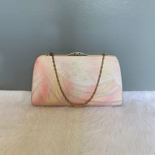 Japan Vintage Pink Gold Mix Fabric Clutch Bag
