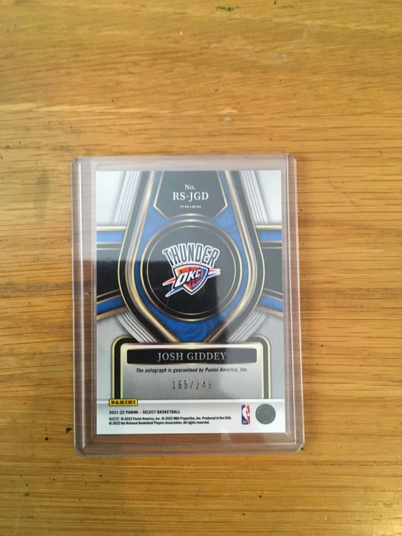 Josh Giddey Select Rookie Auto RC /249, 興趣及遊戲, 收藏品及紀念品