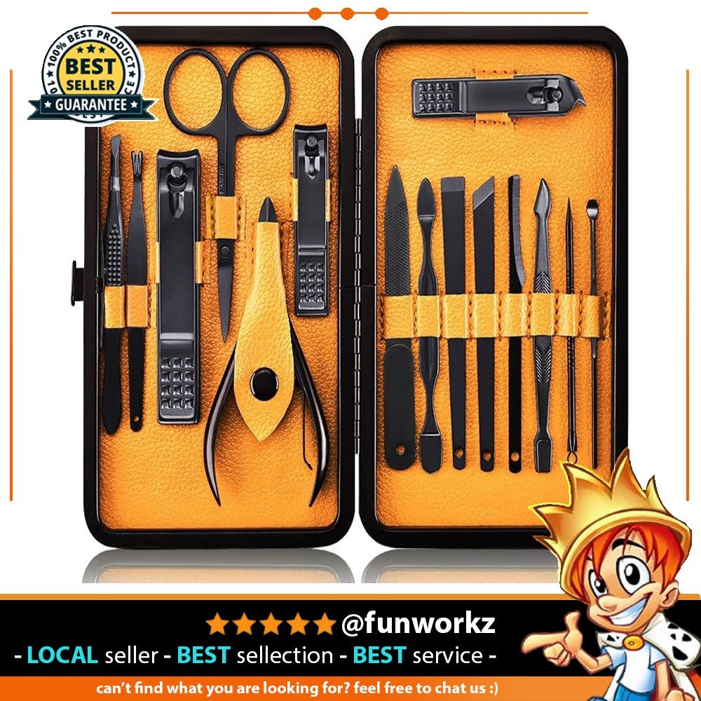 Keiby Citom Professional Stainless Steel Nail Clipper Travel Grooming Kit Nail Tools Manicure Pedicure Set of 15pcs with Luxurious Case